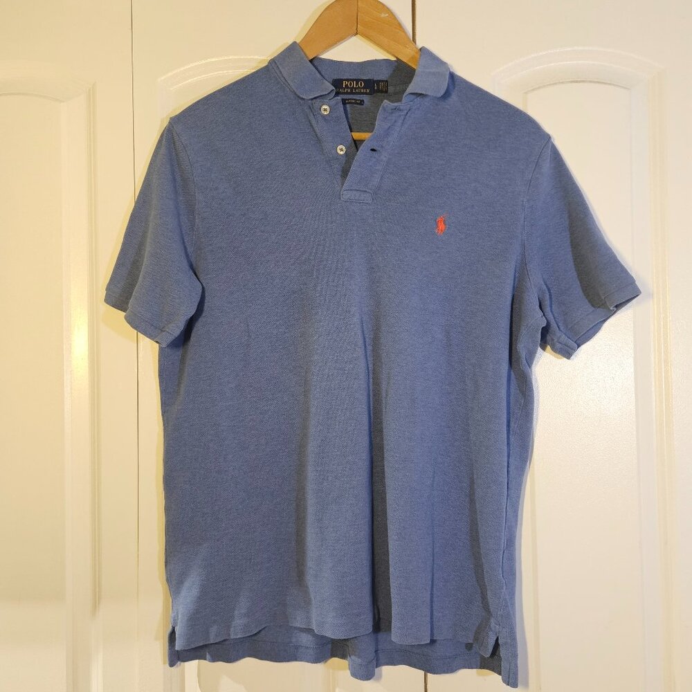 Polo Ralph Lauren Men’s L Blue Polo Shirt Red Pony Logo Classic Fit Cotton